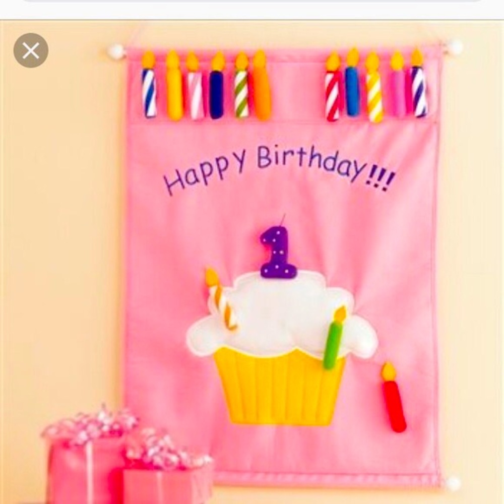 Pink Birthday Cupcake Banner